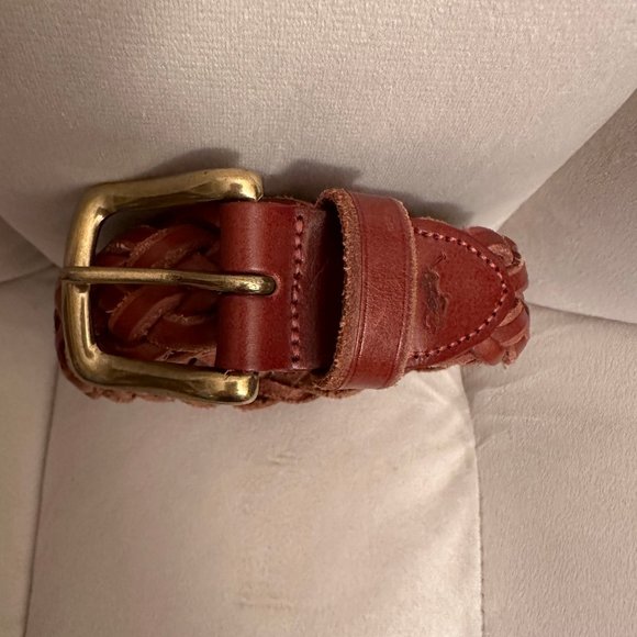 Vintage Ralph Lauren Brass Buckle Leather Braided Belt- Unisex main image 5